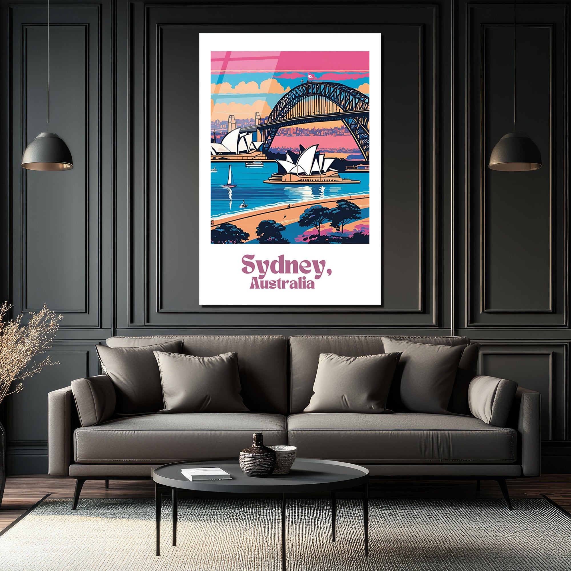 Sydney Opera Binası ve Köprüsü Pop Art Cam Tablo
