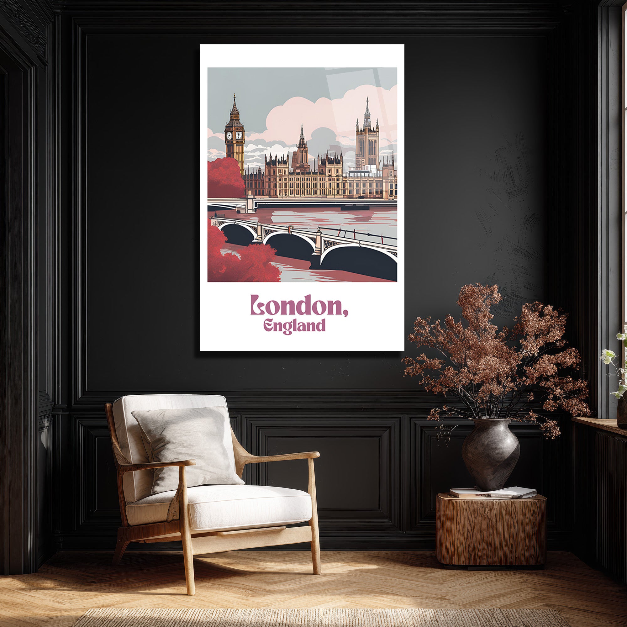 Londra Big Ben Şehir Manzarası Cam Tablo