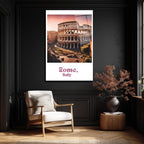 Roma Kolezyum Günbatımı Cam Tablo - Tarihi Dokunuşla Modern Duvar Sanatı