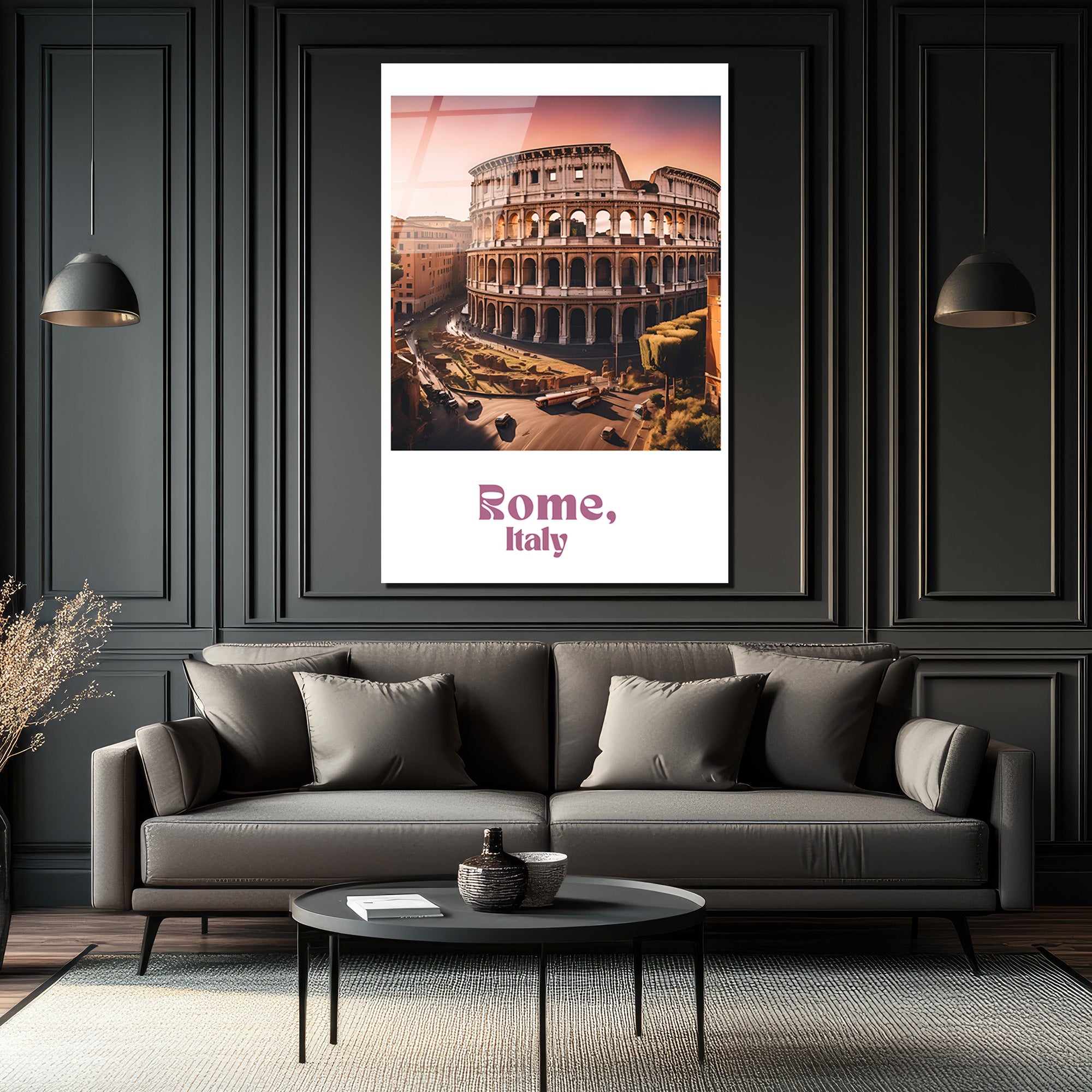 Roma Kolezyum Günbatımı Cam Tablo - Tarihi Dokunuşla Modern Duvar Sanatı