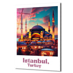 İstanbul'un Renkli Ruhunu Yansıtan Cam Tablo: Büyülü Gün Batımı
