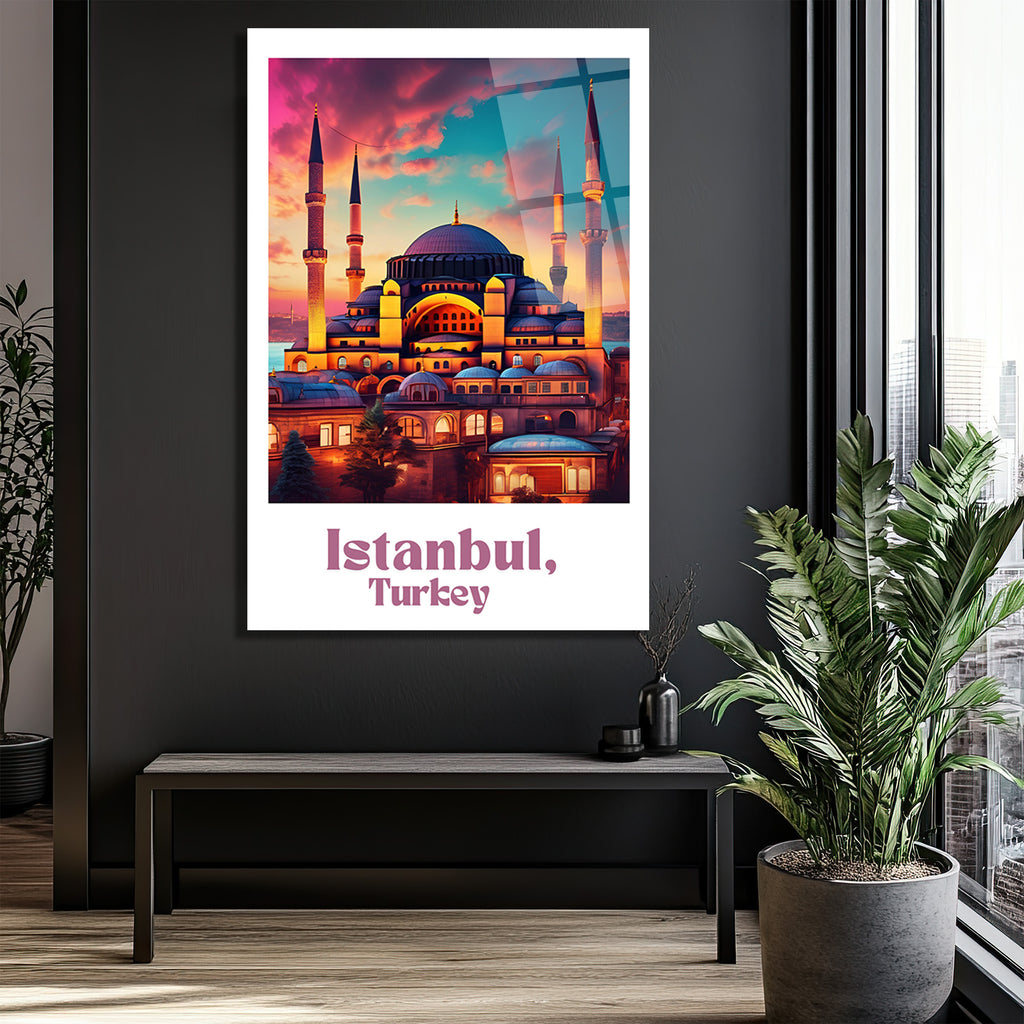 İstanbul'un Renkli Ruhunu Yansıtan Cam Tablo: Büyülü Gün Batımı