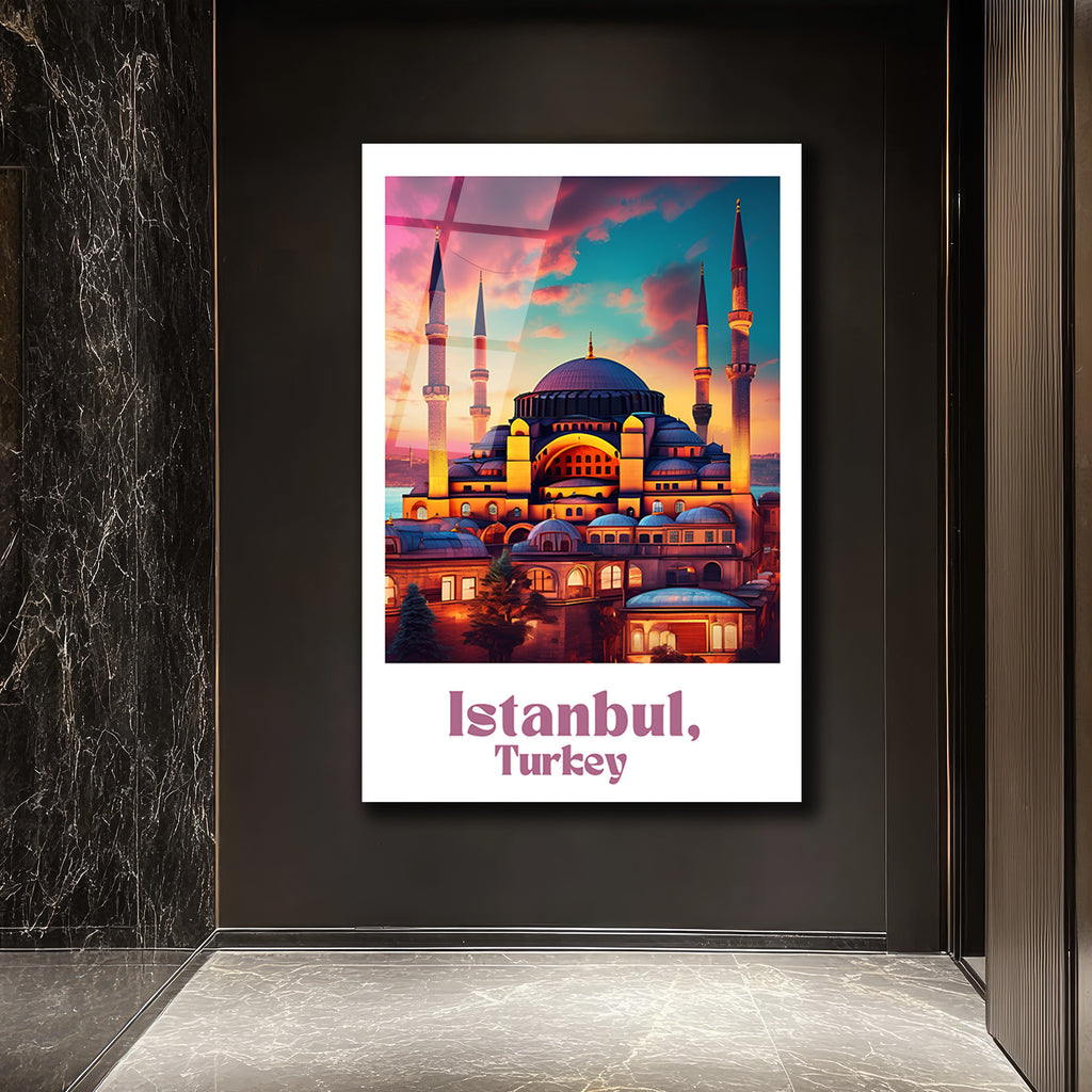 İstanbul'un Renkli Ruhunu Yansıtan Cam Tablo: Büyülü Gün Batımı