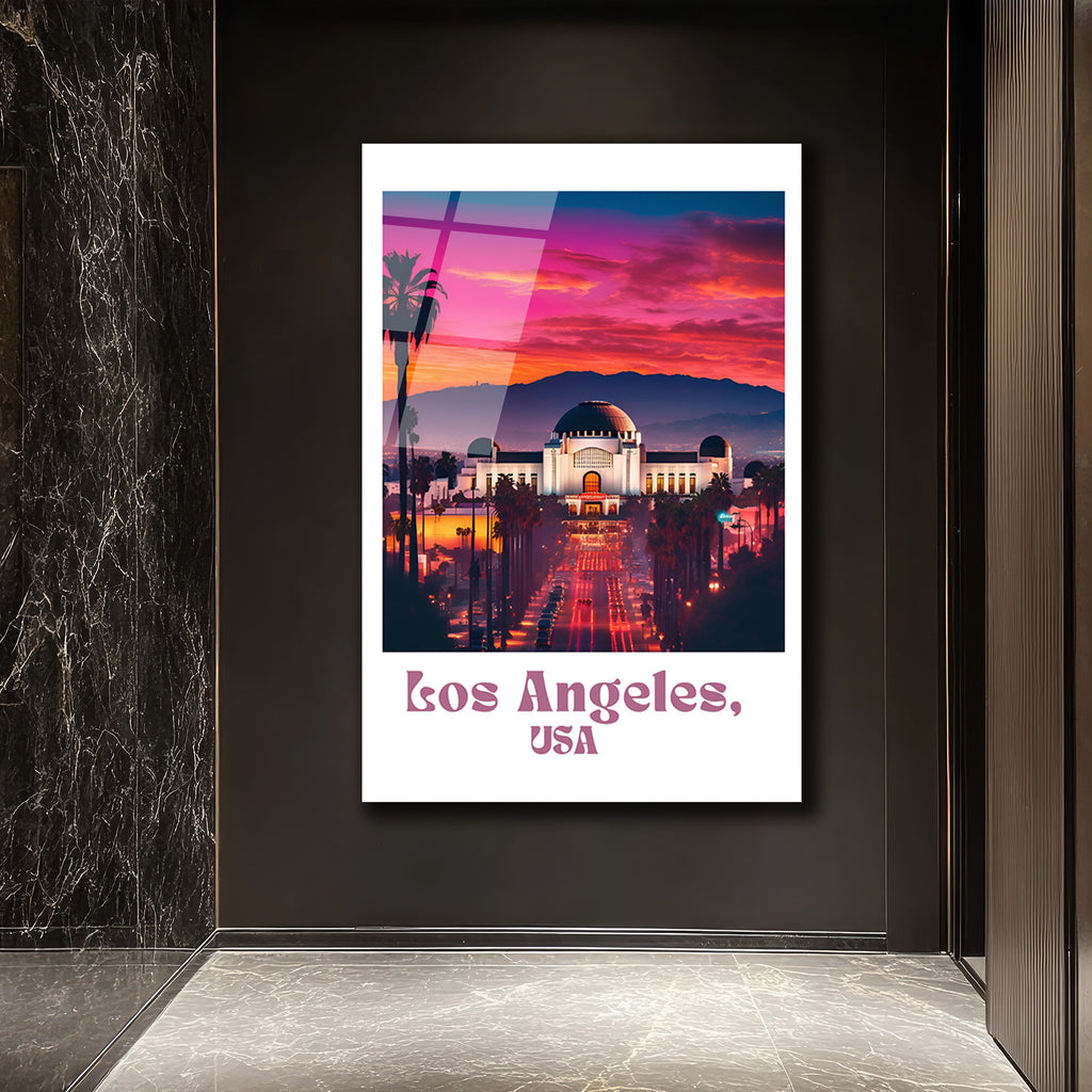Los Angeles Gün Batımı Işıltısı Cam Tablo