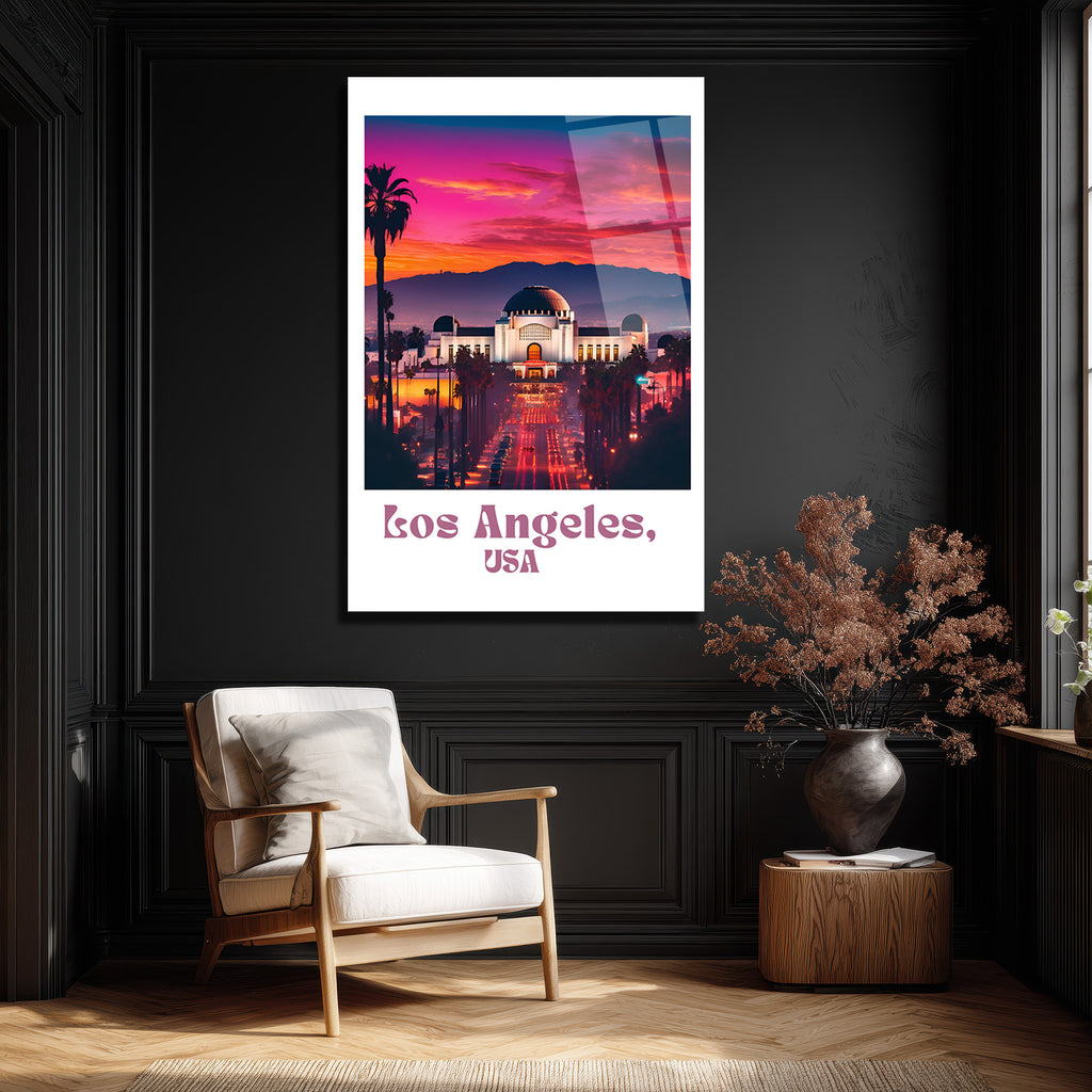 Los Angeles Gün Batımı Işıltısı Cam Tablo