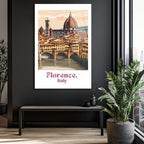 Floransa İtalya Manzarası Cam Tablo | Ponte Vecchio ve Duomo Sanatı