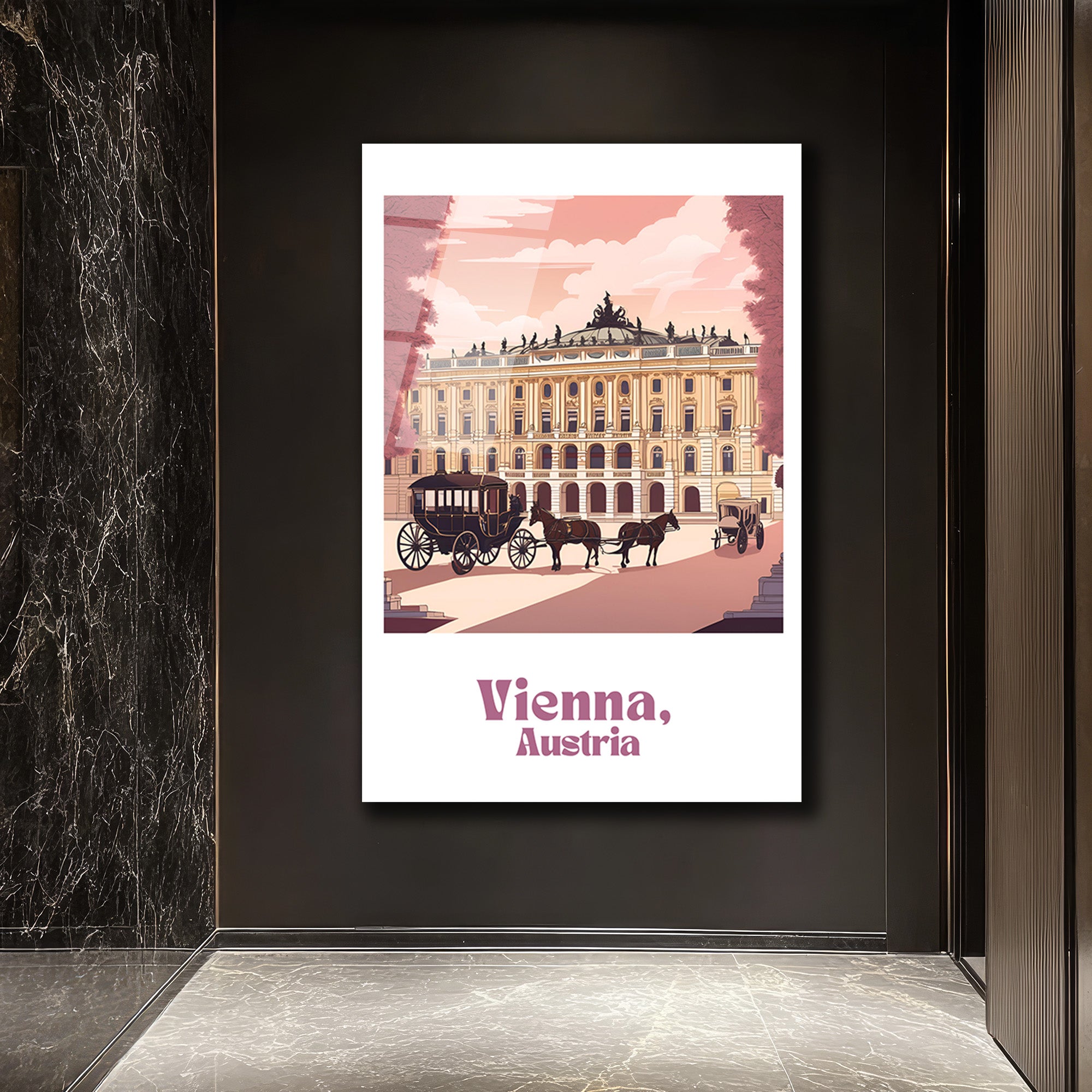 Viyana'nın Romantik Ruhu: Hofburg Sarayı Atlı Fayton Cam Tablo