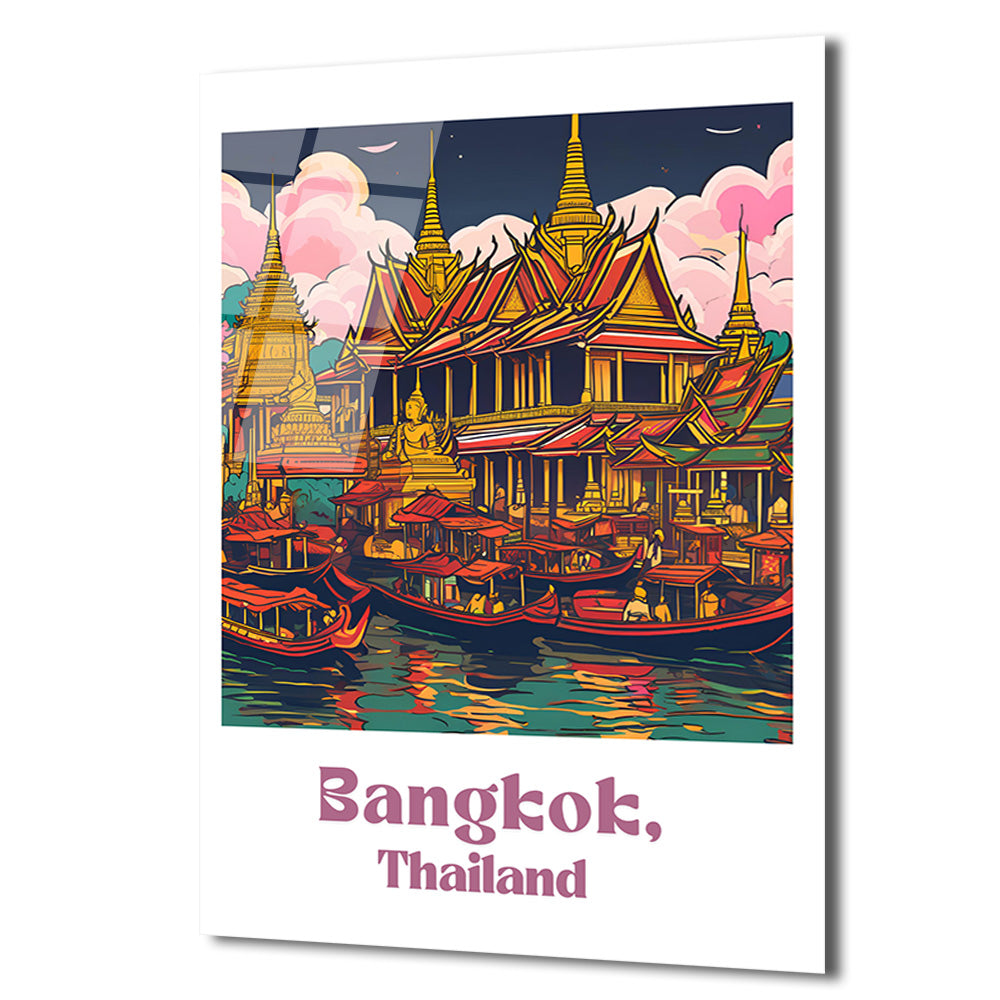 Bangkok'un Büyülü Işıltısı: Tayland Temalı Cam Tablo