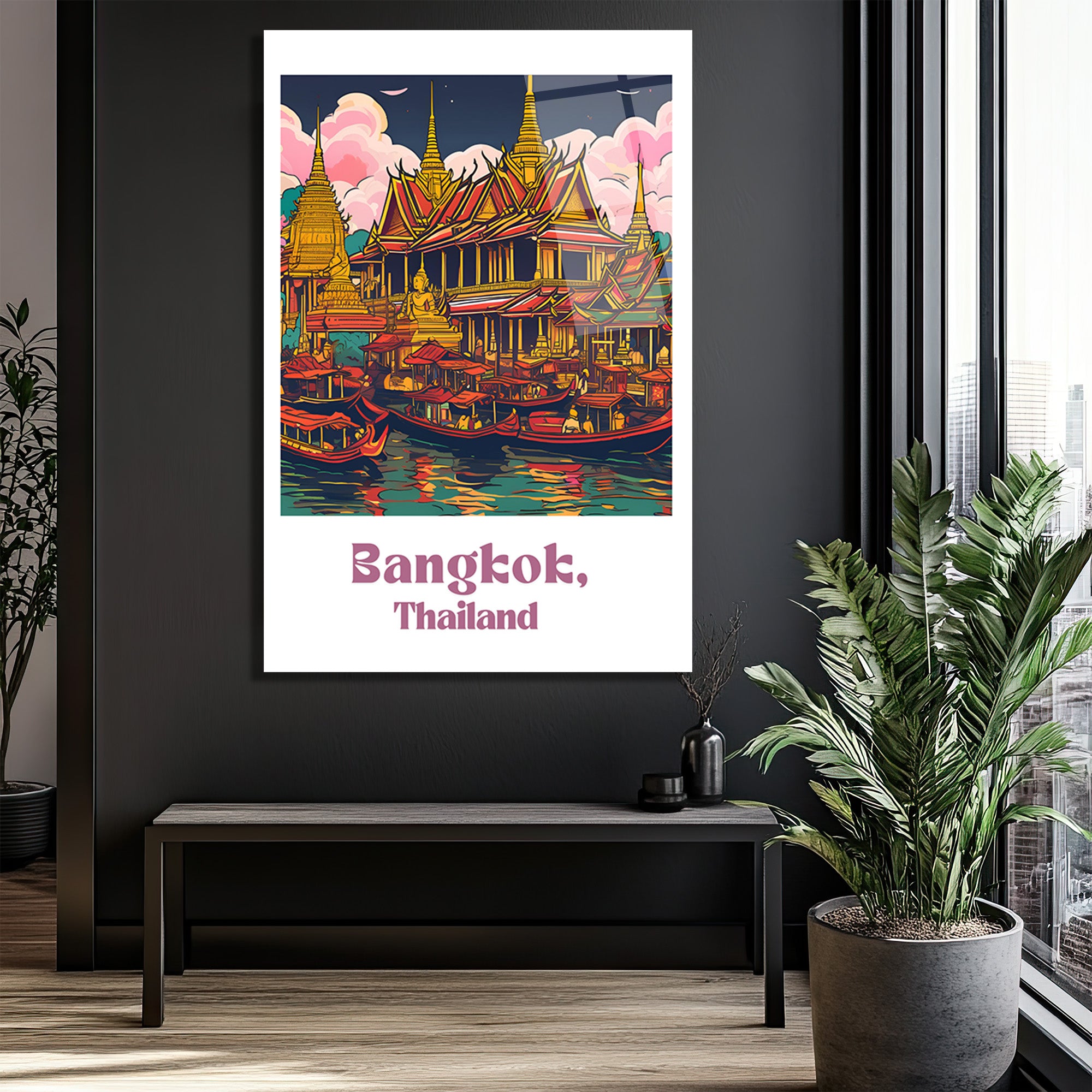 Bangkok'un Büyülü Işıltısı: Tayland Temalı Cam Tablo