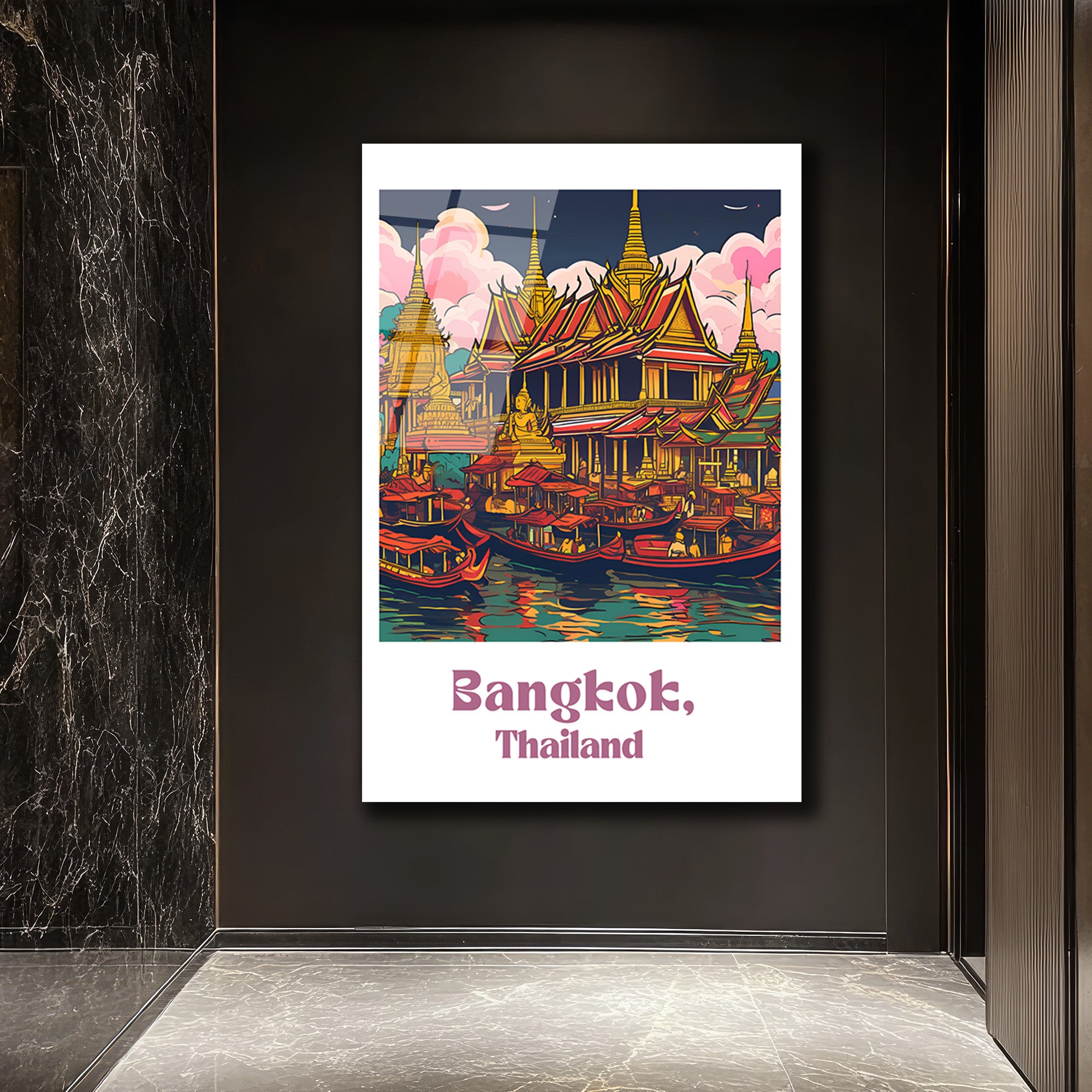 Bangkok'un Büyülü Işıltısı: Tayland Temalı Cam Tablo