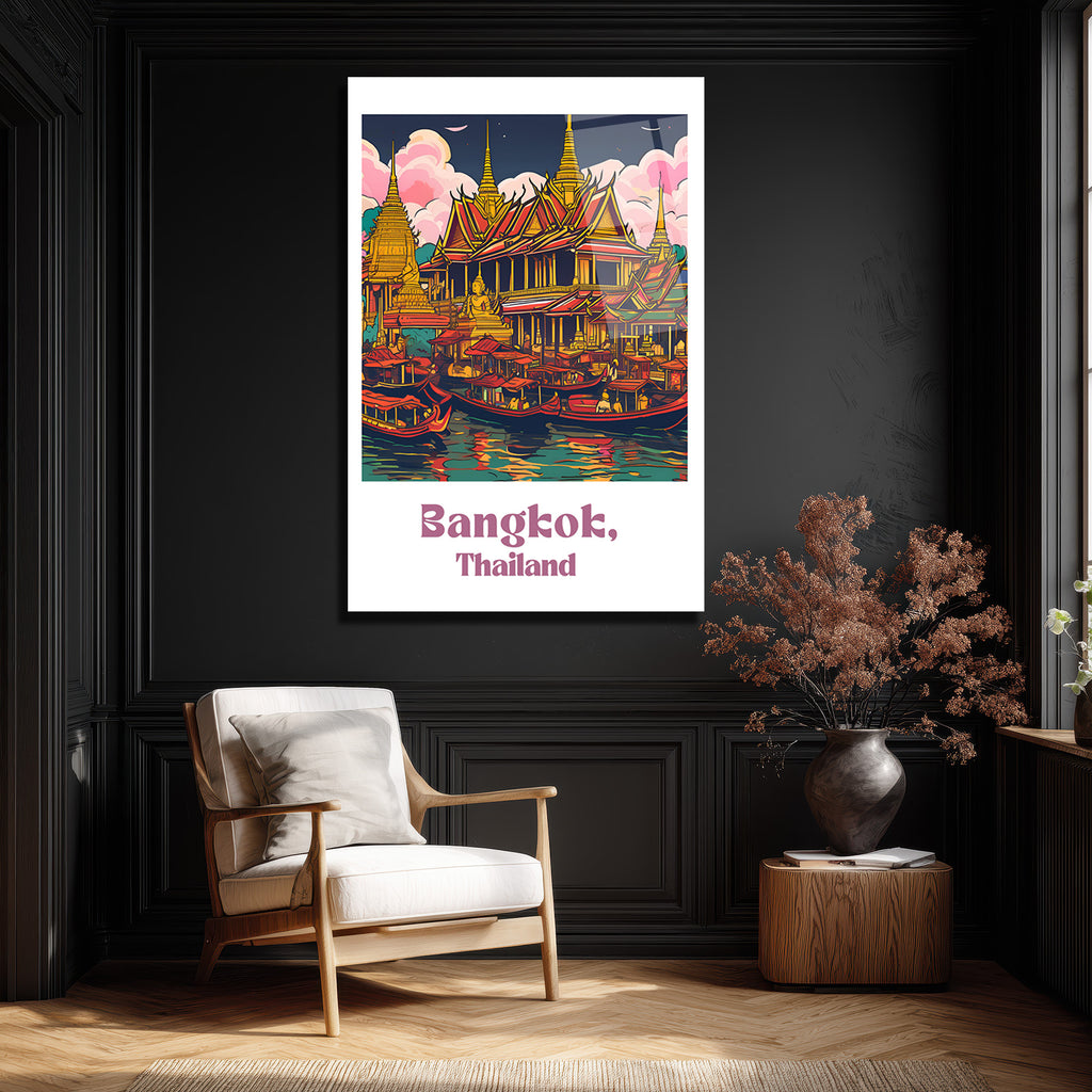 Bangkok'un Büyülü Işıltısı: Tayland Temalı Cam Tablo