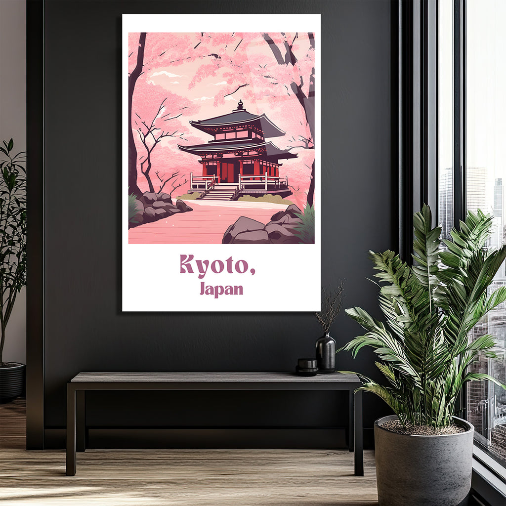 Kyoto Japon Kiraz Çiçekleri Manzarası Cam Tablo