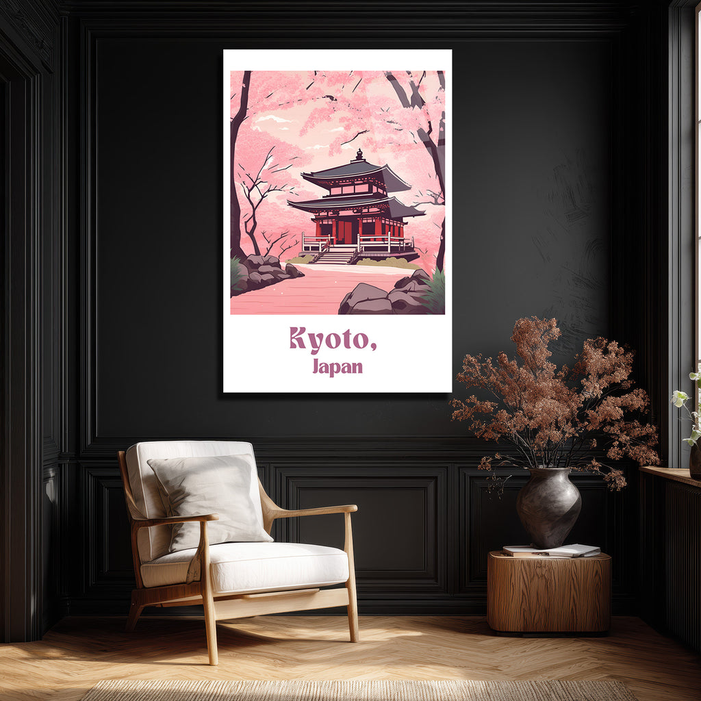 Kyoto Japon Kiraz Çiçekleri Manzarası Cam Tablo