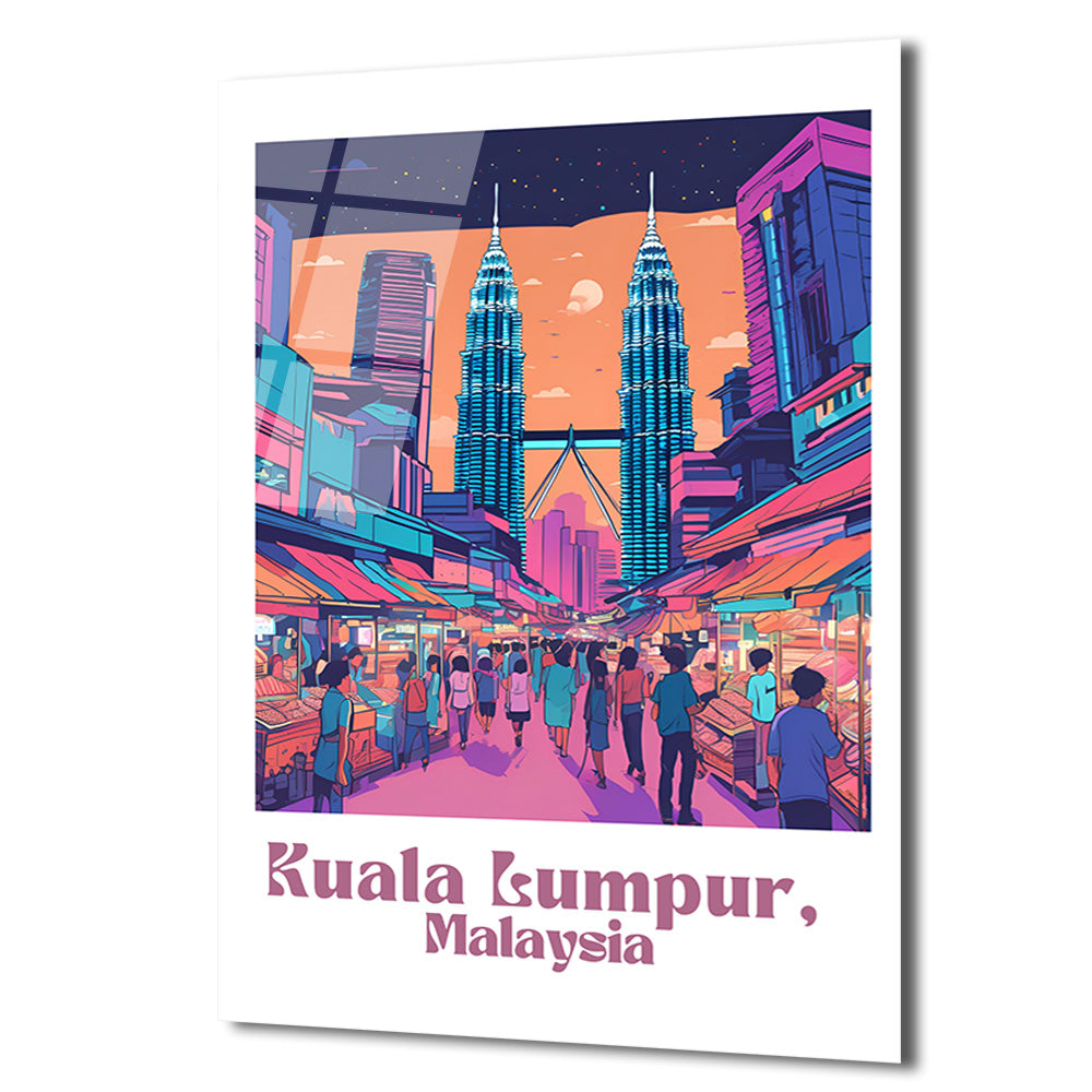 Kuala Lumpur Rüyası Cam Tablo | Malezya Şehri Sanatı