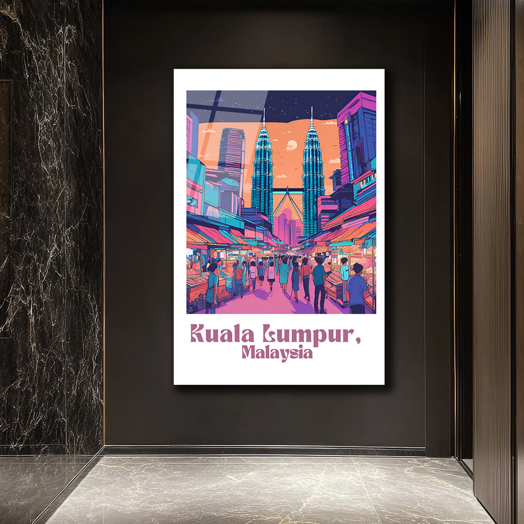 Kuala Lumpur Rüyası Cam Tablo | Malezya Şehri Sanatı