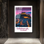 Edinburgh İskoçya Kalesi Gün Batımı Manzaralı Cam Tablo