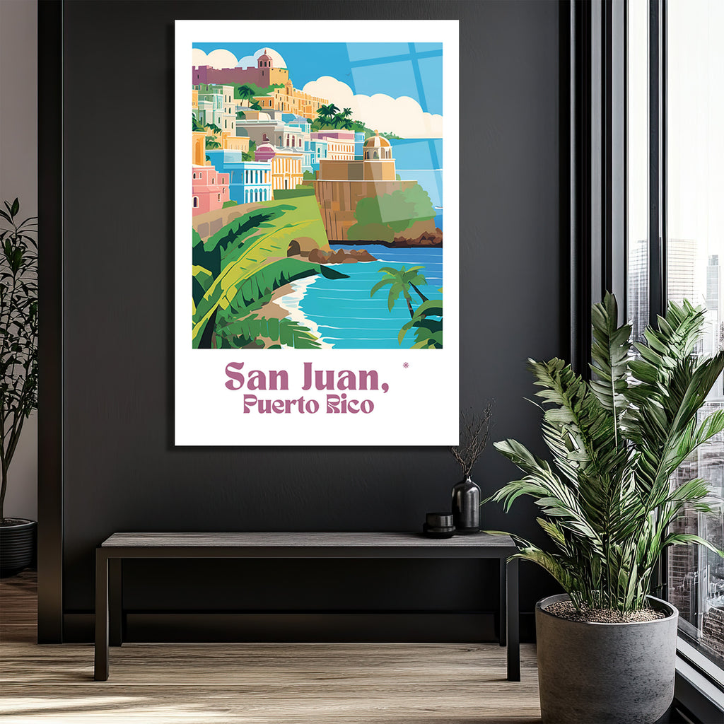 San Juan, Puerto Rico Manzaralı Estetik Cam Tablo