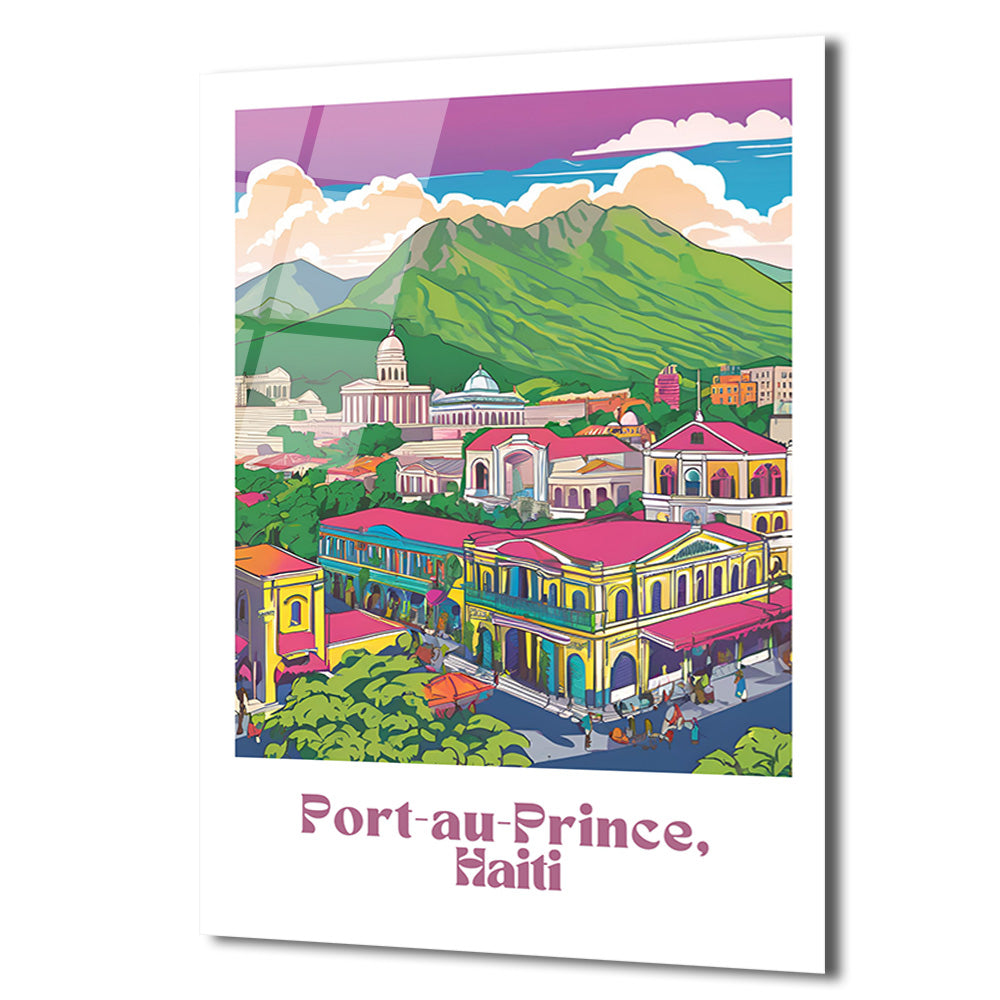 Port-au-Prince, Haiti Canlı Şehir Manzarası Cam Tablo