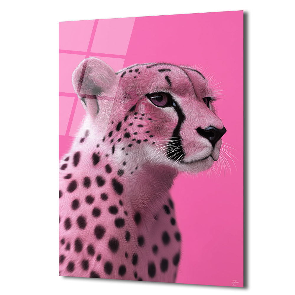 Pembe Çita Vahşi Zarafet Modern Cam Tablo