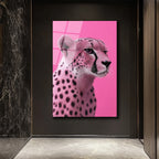 Pembe Çita Vahşi Zarafet Modern Cam Tablo