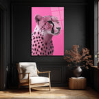 Pembe Çita Vahşi Zarafet Modern Cam Tablo
