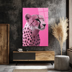 Pembe Çita Vahşi Zarafet Modern Cam Tablo
