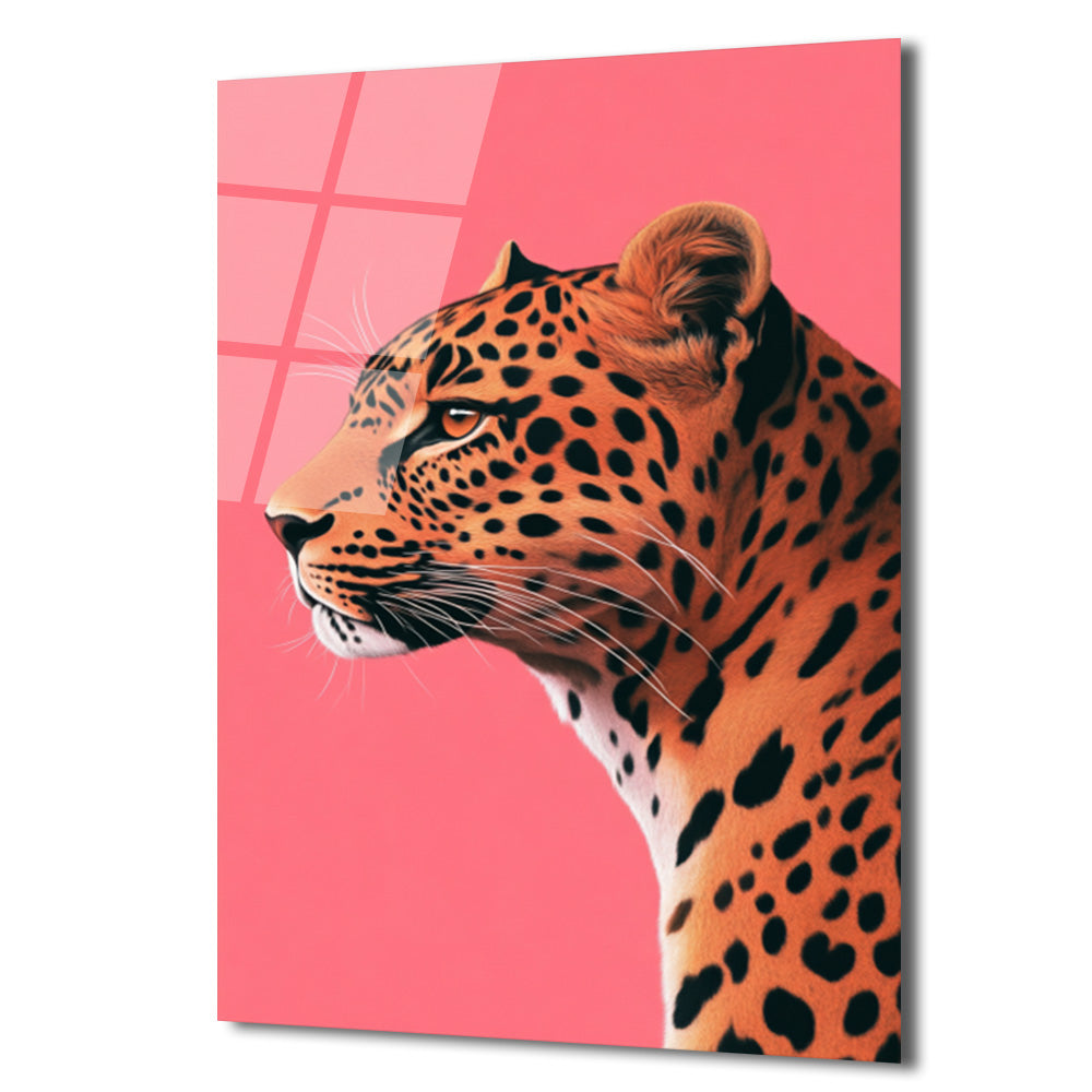 Modern Leopar Sanatı Cam Tablo: Vahşi Zarafet