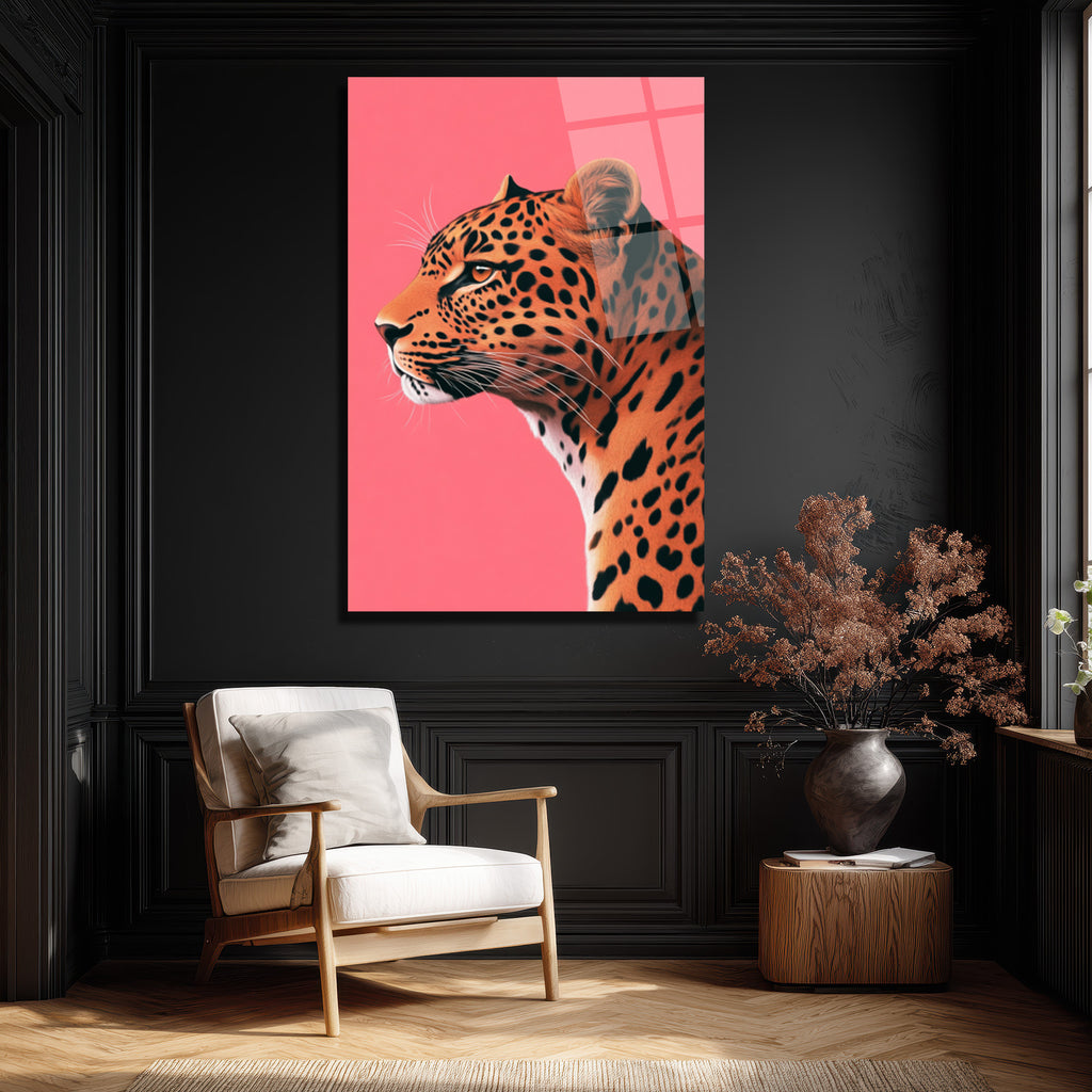 Modern Leopar Sanatı Cam Tablo: Vahşi Zarafet