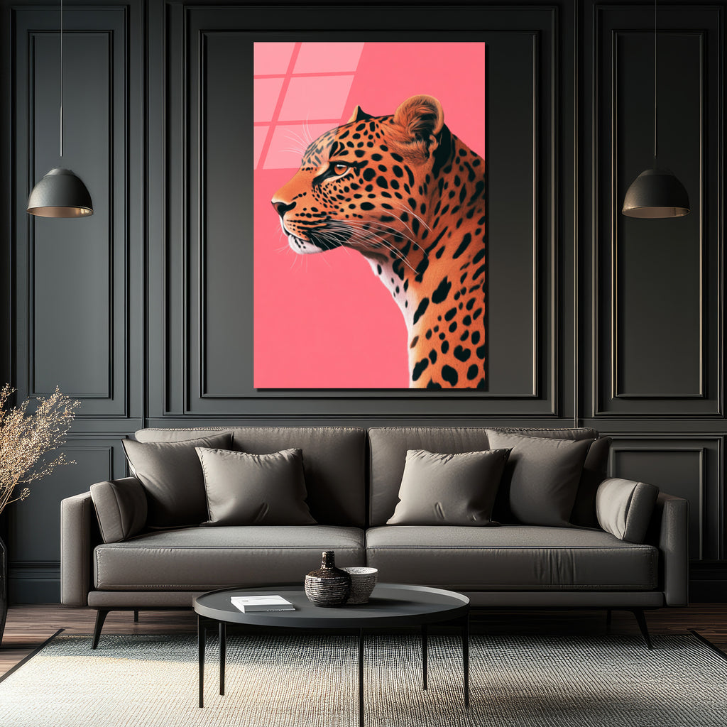 Modern Leopar Sanatı Cam Tablo: Vahşi Zarafet