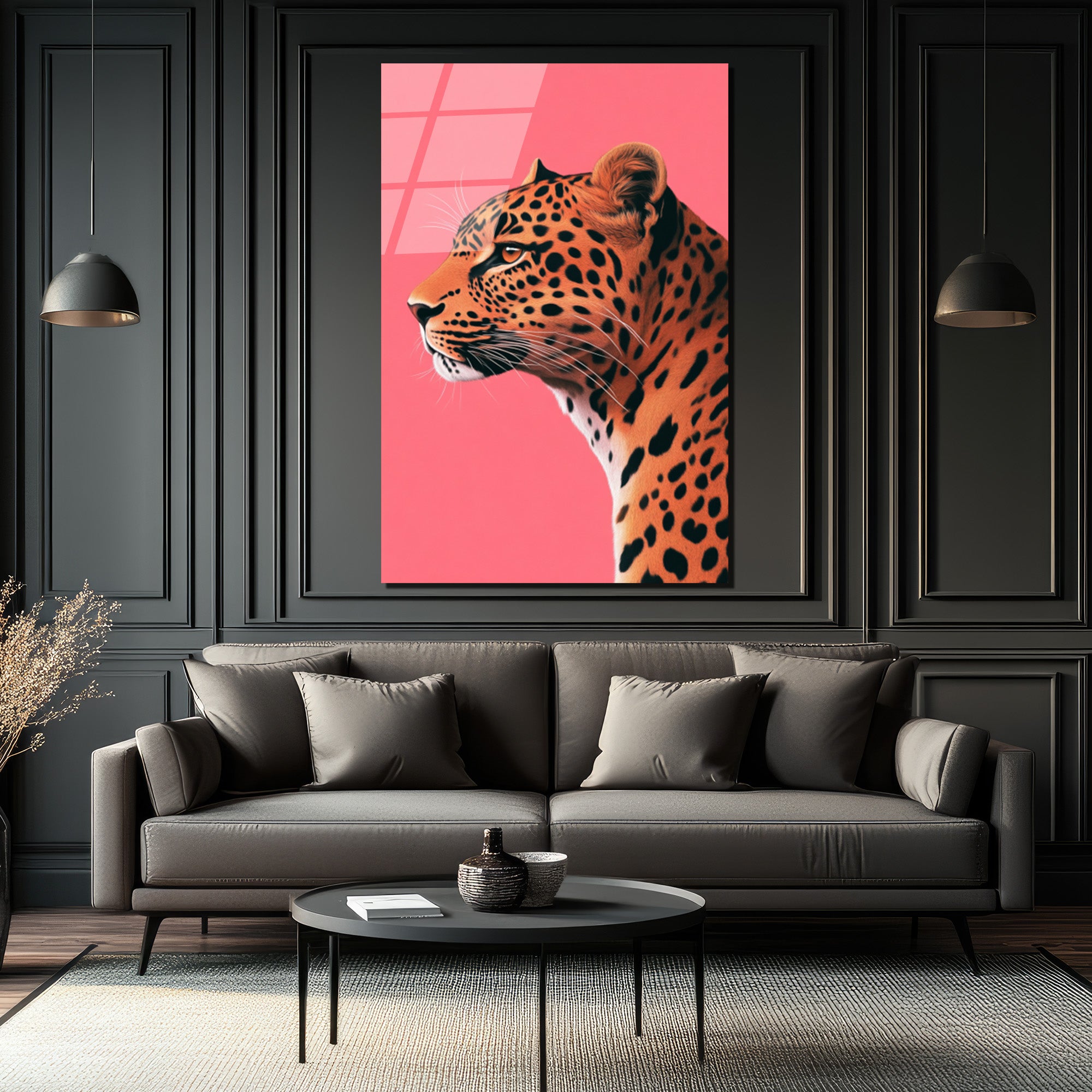 Modern Leopar Sanatı Cam Tablo: Vahşi Zarafet
