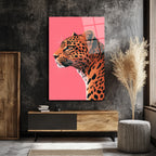 Modern Leopar Sanatı Cam Tablo: Vahşi Zarafet
