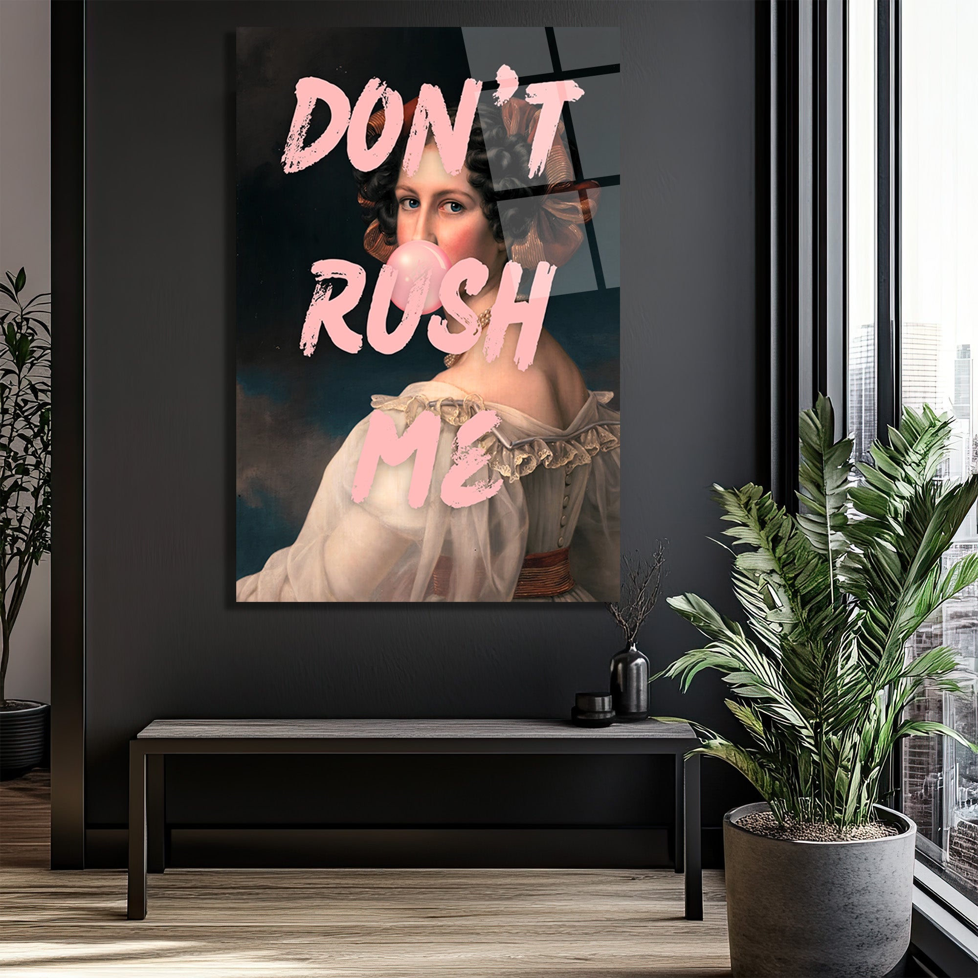 Don't Rush Me Pop Art Temalı Kadın Cam Tablo