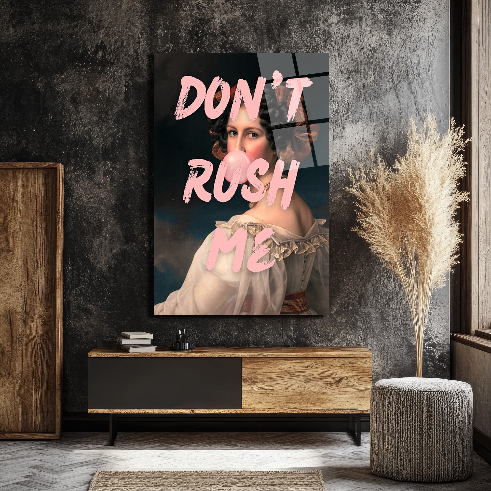 Don't Rush Me Pop Art Temalı Kadın Cam Tablo