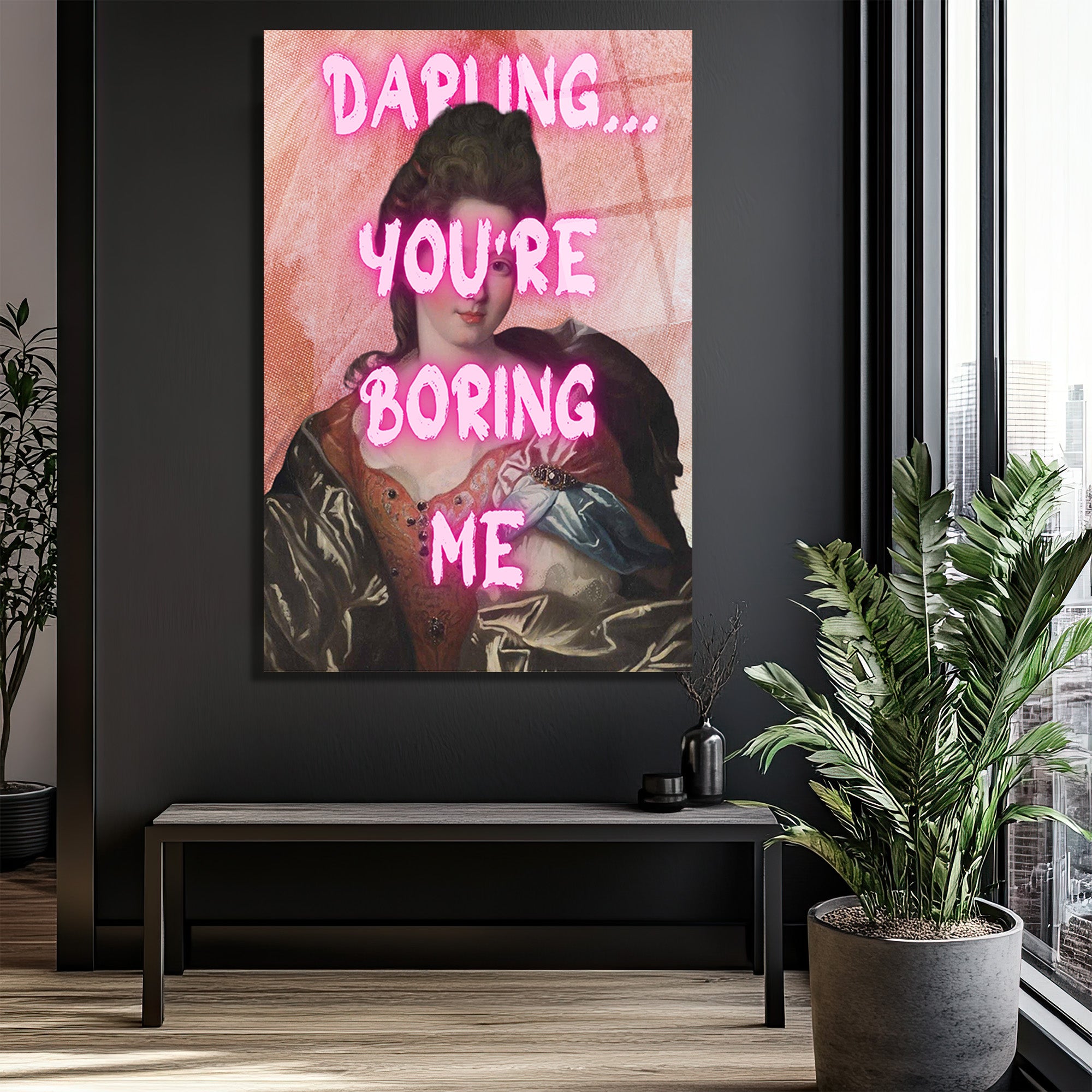 Klasik Sanata Modern Dokunuş: "Darling You're Boring Me" Cam Tablo