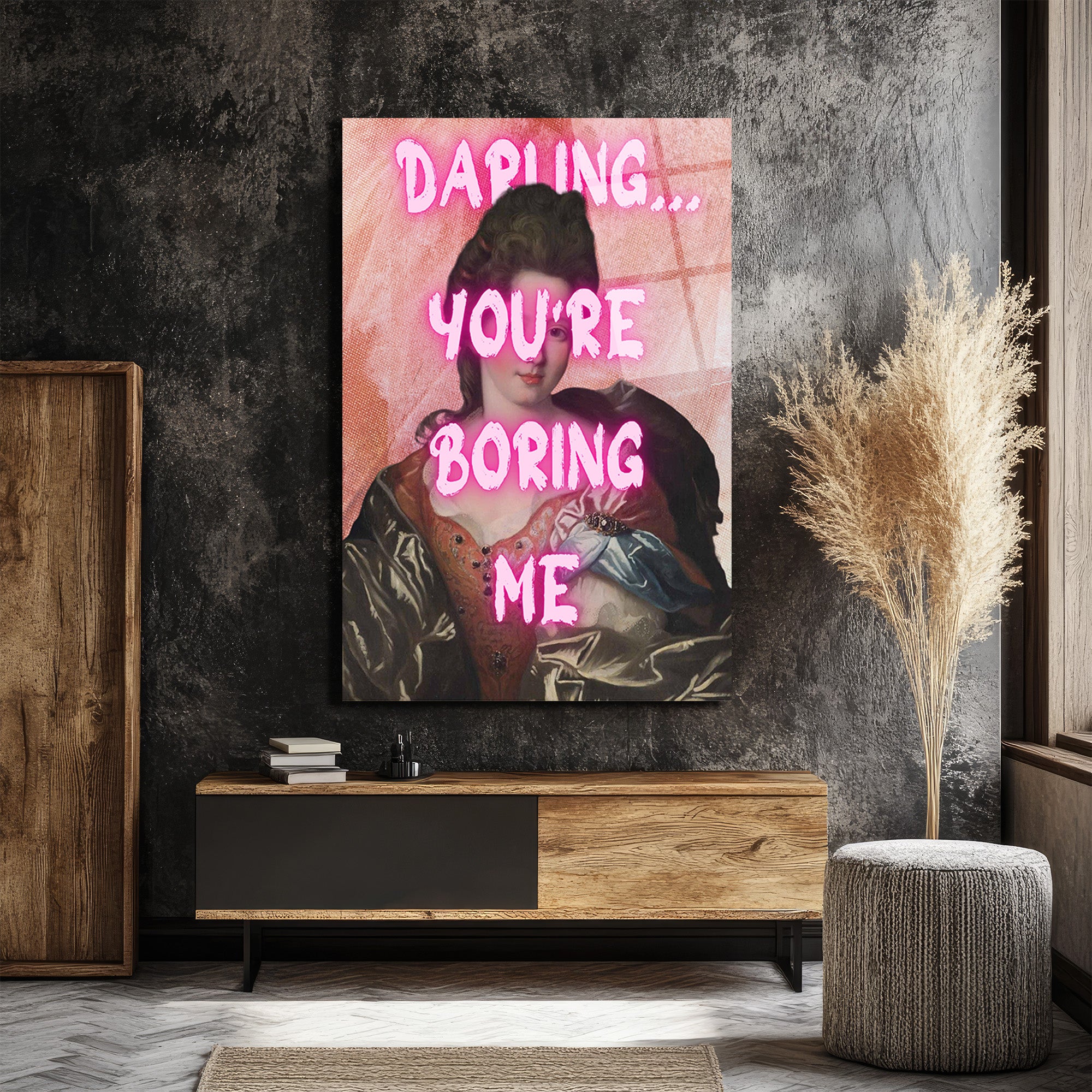 Klasik Sanata Modern Dokunuş: "Darling You're Boring Me" Cam Tablo