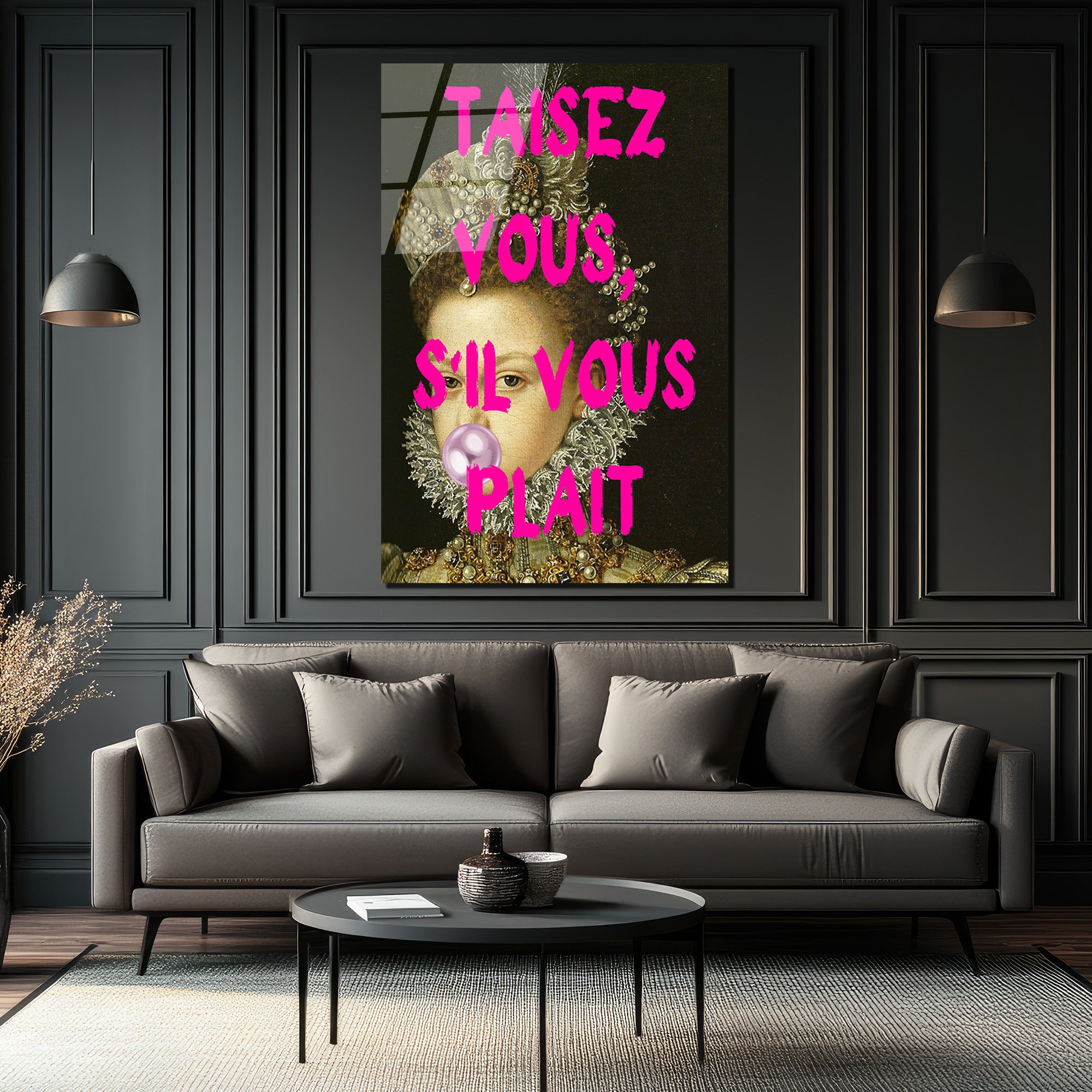 Taisez Vous Pop Art Kraliçe Temalı Temperli Cam Tablo