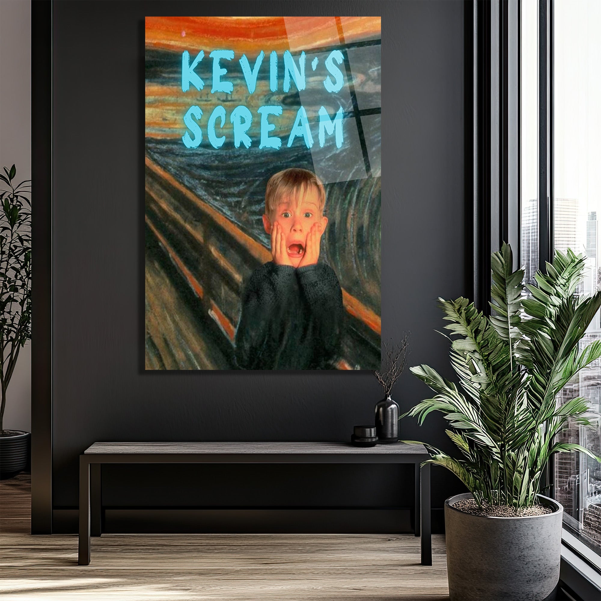Kevin's Scream Temalı Pop Art Cam Tablo | Modern Duvar Sanatı