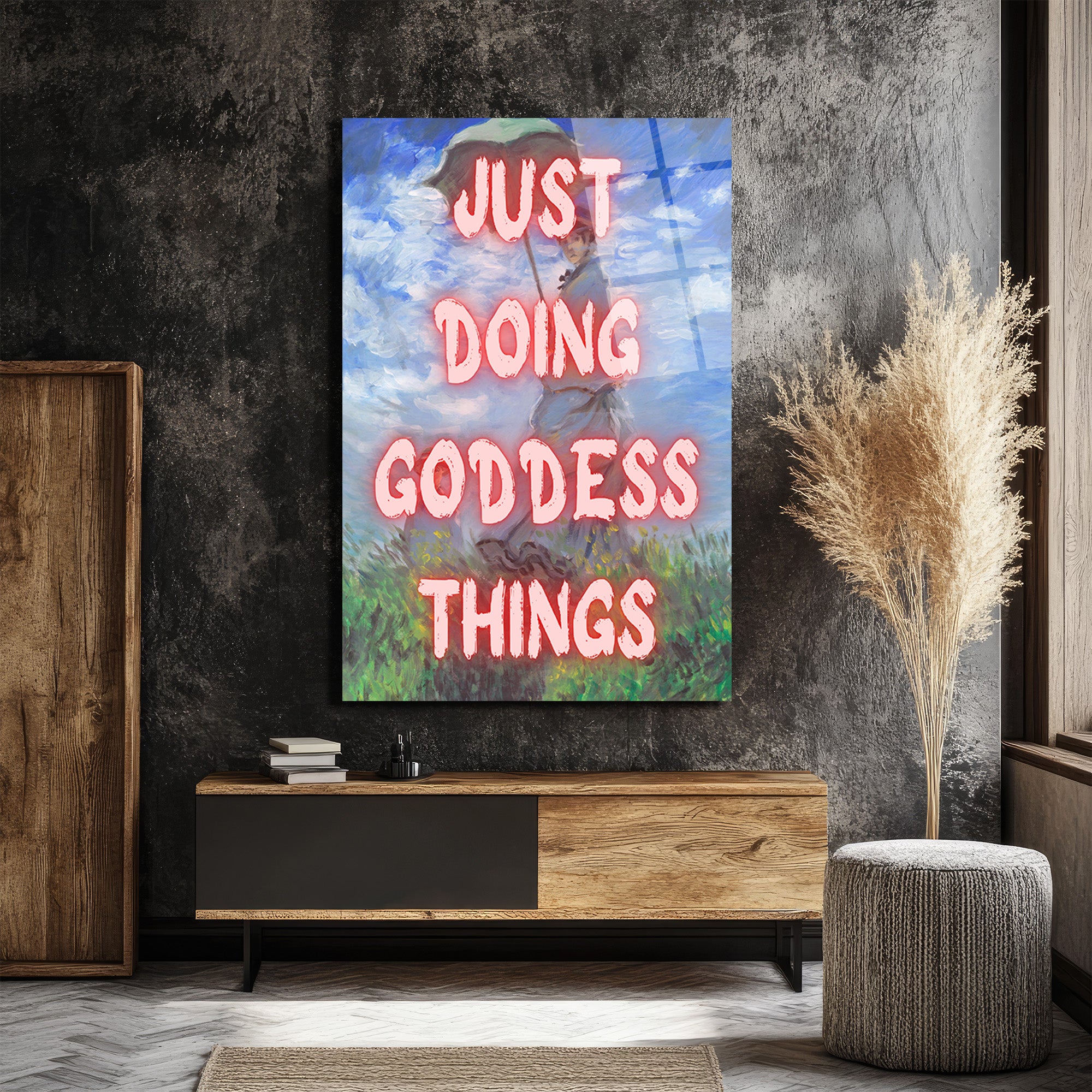 Just Doing Goddess Things Temalı Empresyonist Cam Tablo
