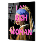 İnci Küpeli Kız 'I Am Rich Woman' Pop Art Cam Tablo