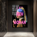 İnci Küpeli Kız 'I Am Rich Woman' Pop Art Cam Tablo