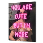 You Are Cute Neon Yazılı Vintage Kadın Cam Tablo