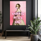 "Wanna Be My New King?" Pop Art Temalı Şık Cam Tablo