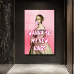 "Wanna Be My New King?" Pop Art Temalı Şık Cam Tablo