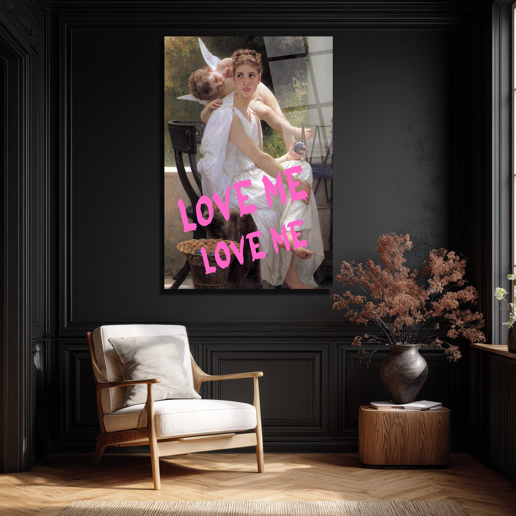 Aşkın Modern Dokunuşu: 'Love Me' Graffiti Sanat Cam Tablo