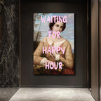 Happy Hour Bekleyişi Modern Sanat Cam Tablo