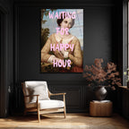 Happy Hour Bekleyişi Modern Sanat Cam Tablo