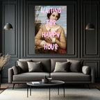 Happy Hour Bekleyişi Modern Sanat Cam Tablo