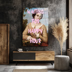 Happy Hour Bekleyişi Modern Sanat Cam Tablo