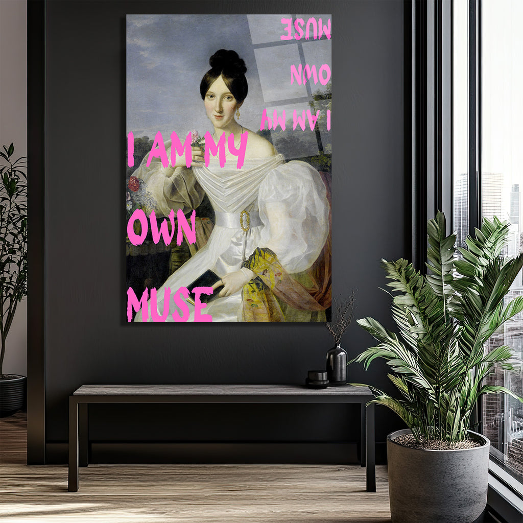 "I AM MY OWN MUSE" Temalı Sanatsal Temperli Cam Tablo
