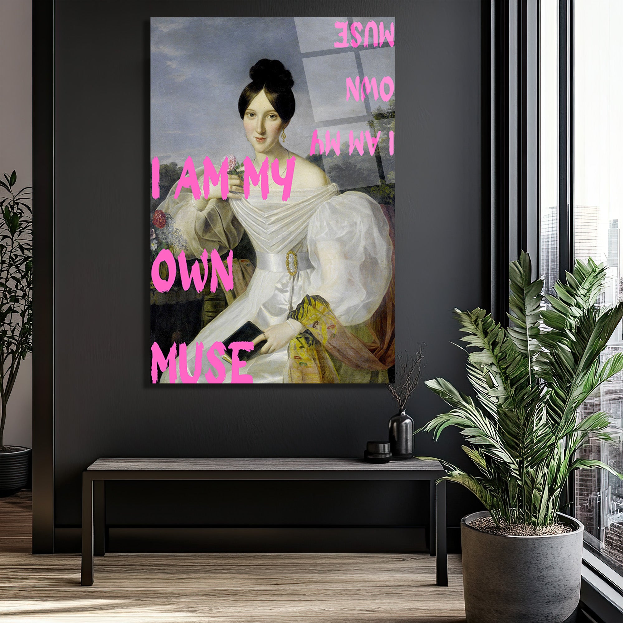 "I AM MY OWN MUSE" Temalı Sanatsal Temperli Cam Tablo